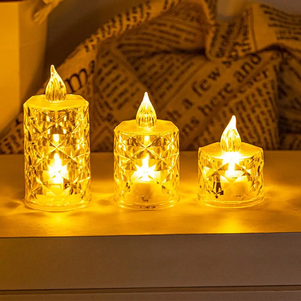 

4Pcs 5/6.5/8cm Flameless Candle Lights LED Tealight Candles Battery-Operated Twinkling Light Fake Candles For Wedding Home Decor