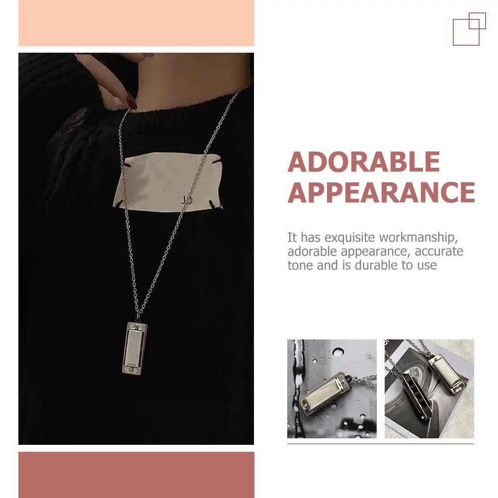 

2Pcs Harmonica Pendant Necklaces Mini Compact Tune Accurate Tone Lightweight Musical Gift for Kids Beginners Party