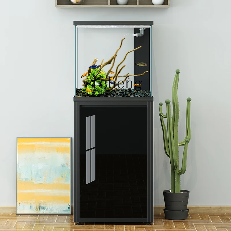 XL living room ultra-white glass goldfish household Lanshou bottom filter bottom cabinet ecological landscaping aquarium