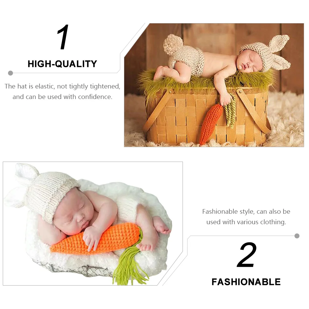 3 Pcs Rabbit Photography Clothing Infant Costume Boys Hats Suite Easter Newborn Outfit Props Yarn Baby Child Knitting Kit