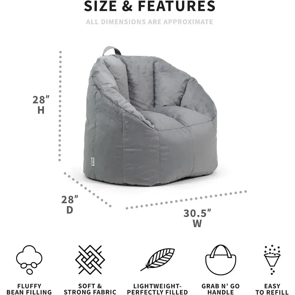 Bean bag sofa, dormitory bean bag chair with beverage rack and pocket, 3-foot soft chair with plush, 2.5-foot bean bag sofa