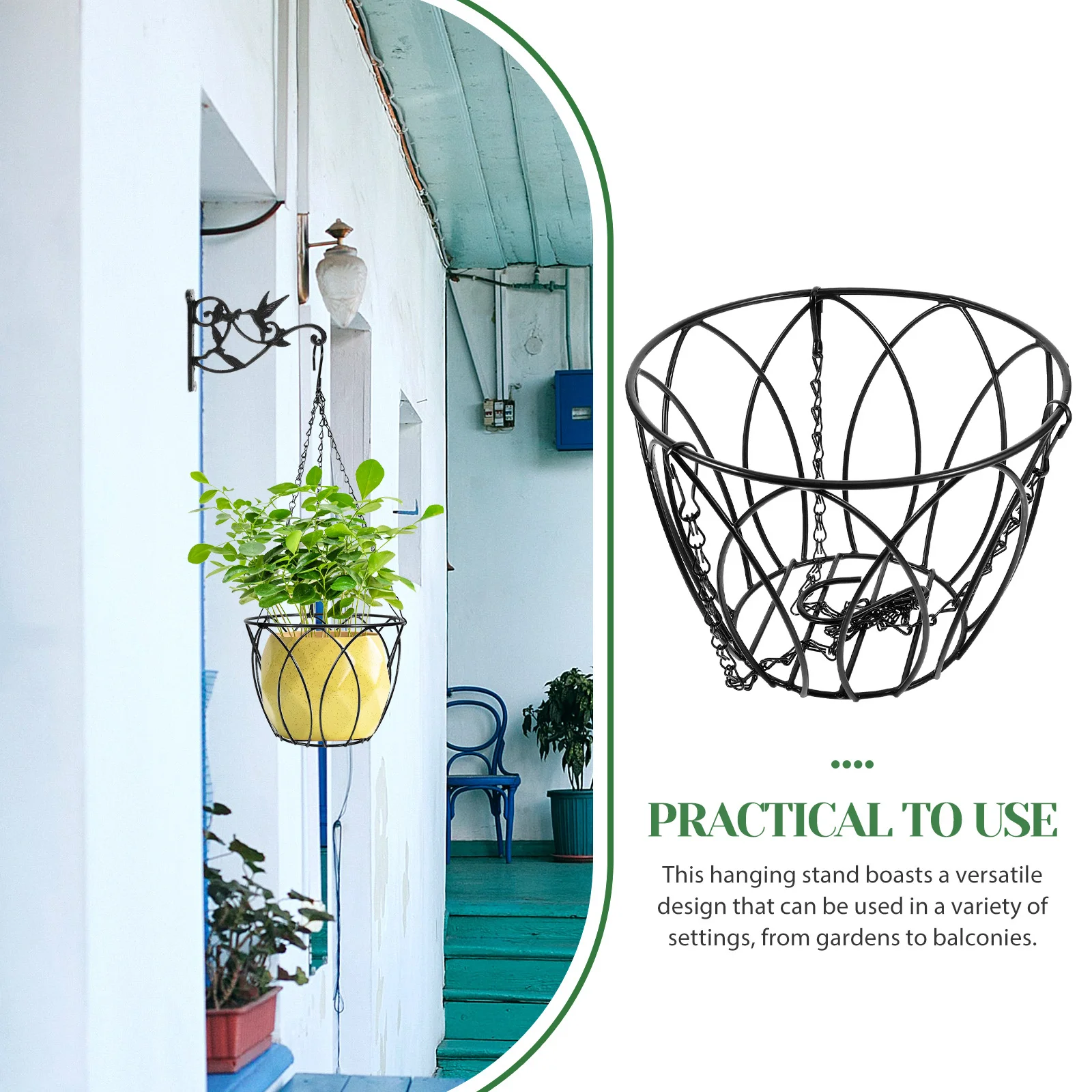 

Garden Balcony Potted Plant Hanging Pot Planter Stylish Metal Flowerpot Holder Outdoor Hanging Planters for Succulents and