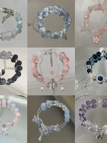 New Simple Beads Crystal Bracelet For Women Girls Korean ins Flower Fox Feather Tassel Bracelets Best Friend Jewelry Gifts 2024