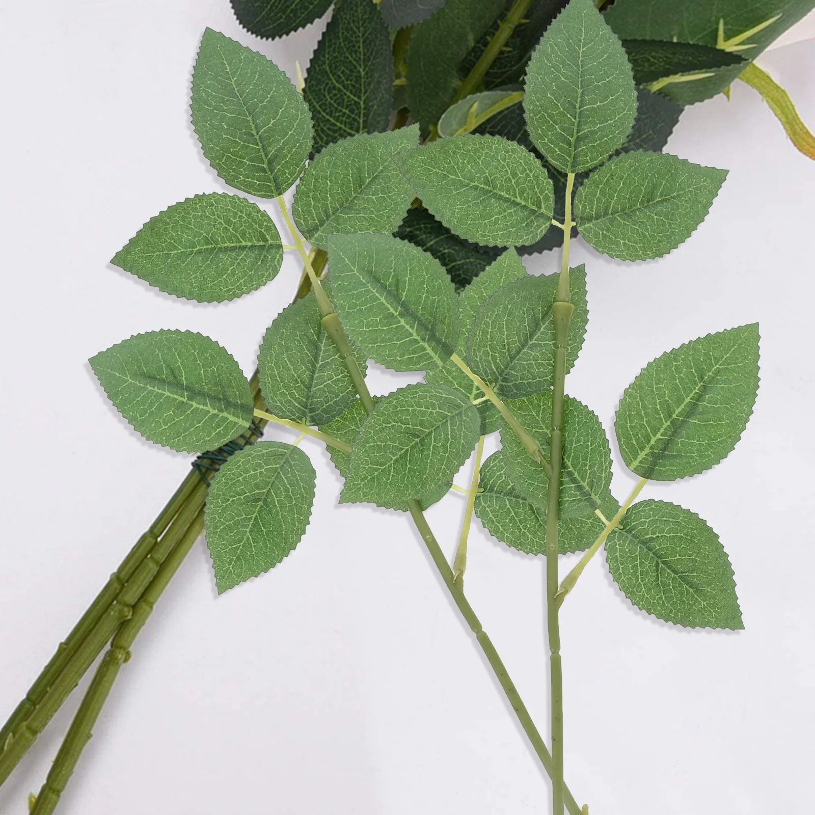 10 قطعة ينبع الورد الاصطناعي سلك الأزهار مع أوراق دائم عالية محاكاة الأزهار ينبع للزهور الحرفية الزفاف العروة #2