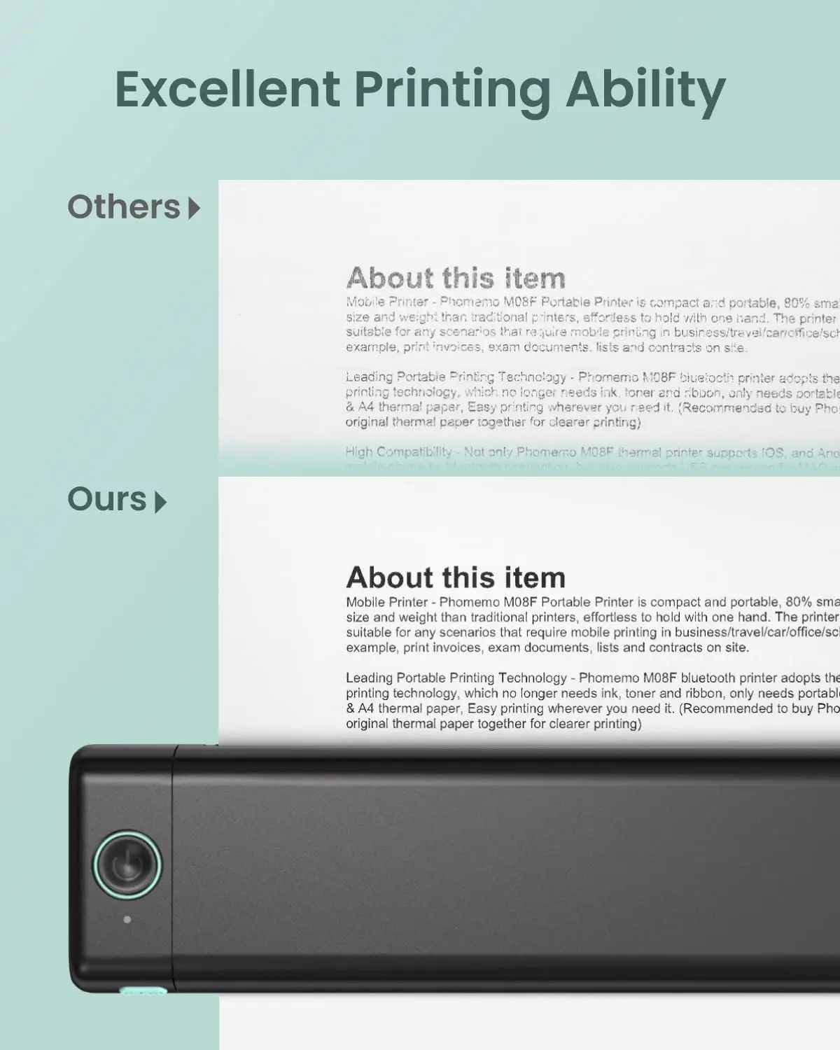 Portable A4 Thermal Printer M08F Supports 8.26