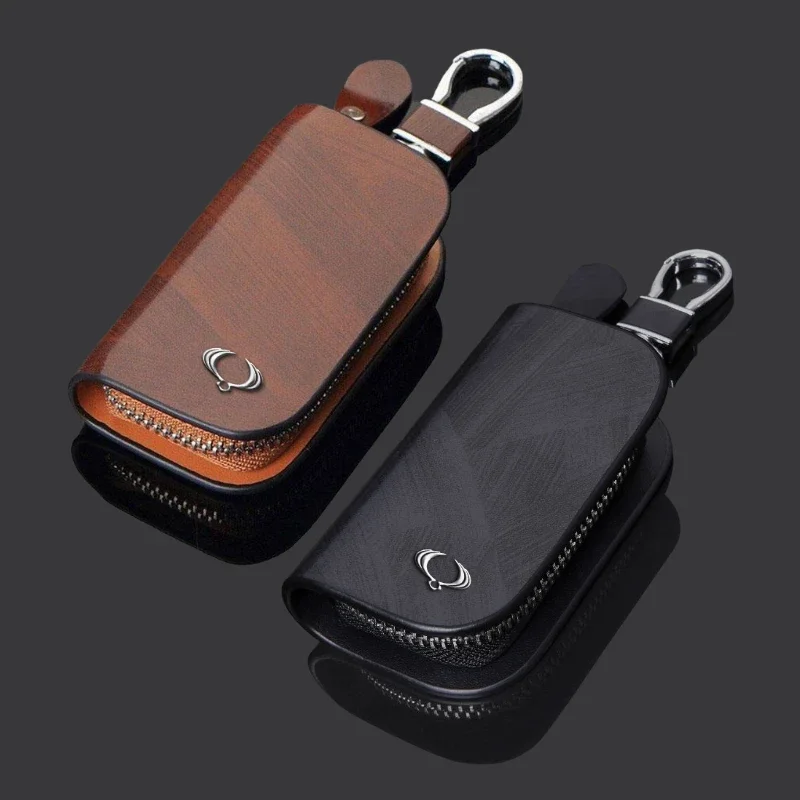 Leather Car Key Case Anti-lost Accessories for SSANG YONG Actyon Rexton Kyron Korando Rodius Chairman Musso Tivolan XLV Tivoli