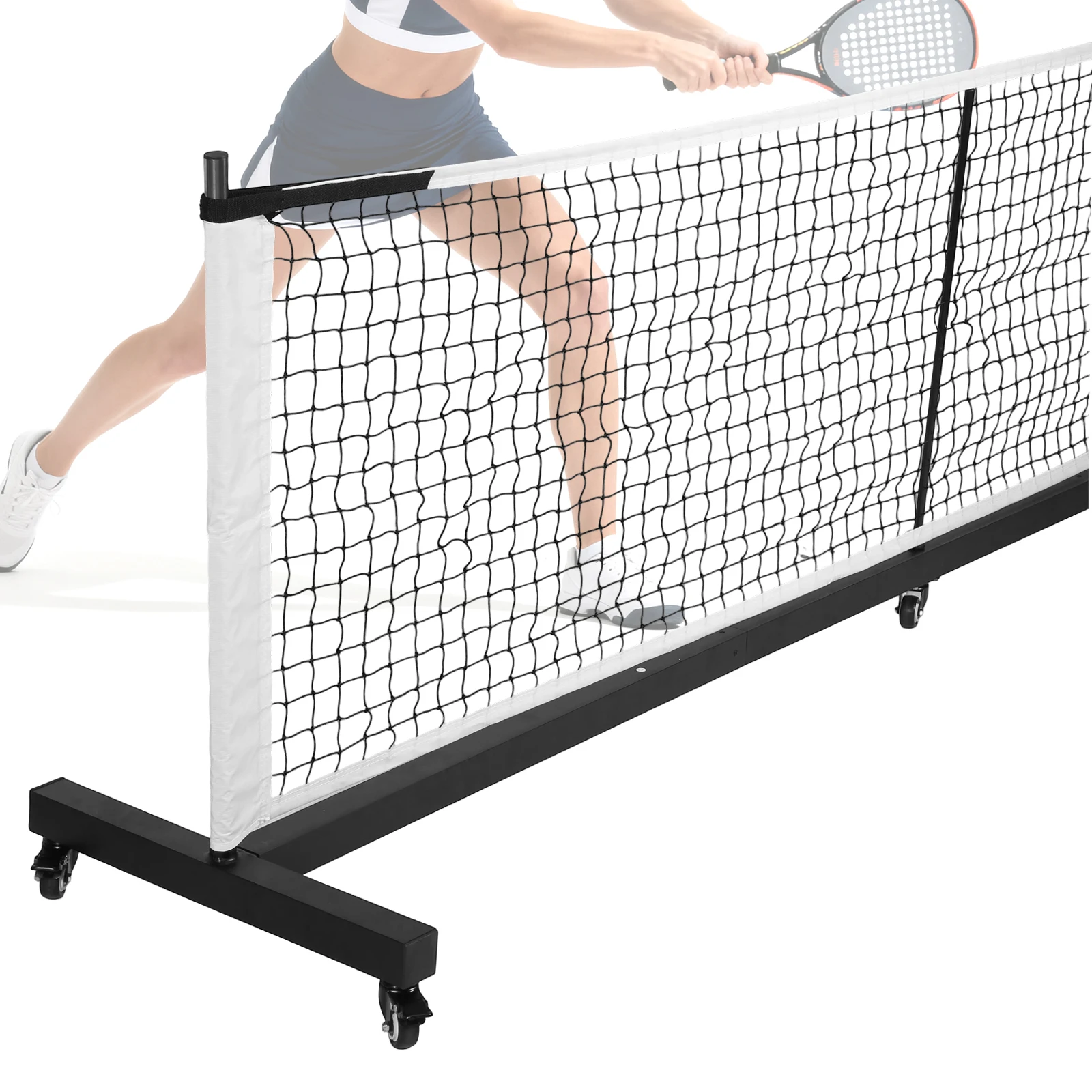 شبكة كرة المخلل شديدة التحمل مع عجلات، شبكة مجداف كرة البيسبول الخارجية، شبكة كرة المخلل المحمولة القابلة للطي، معدات تدريب التدريب #6