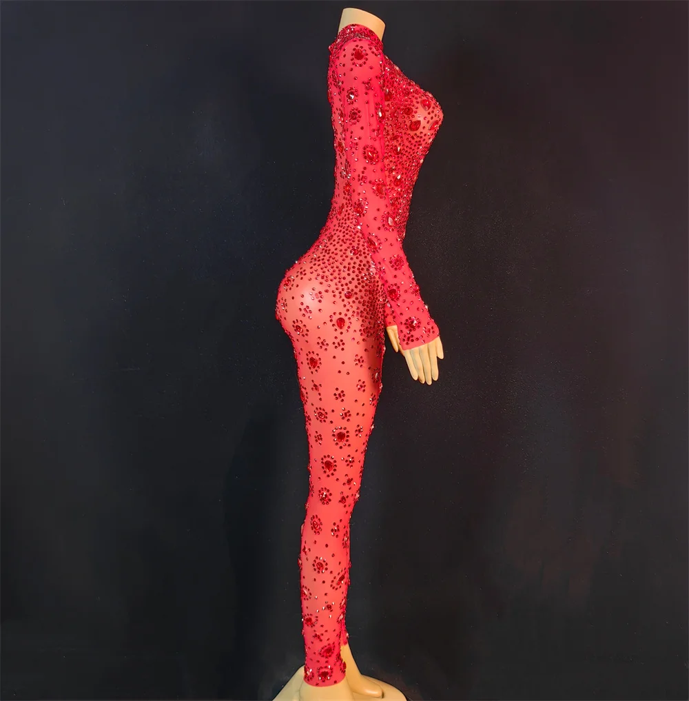 الجوف خارج القطب ملابس رقص الإناث مثير طويلة الأكمام ارتداءها Gogo ملهى ليلي عرض الحفلات ارتداء بريق حجر الراين بذلة yj059 #3