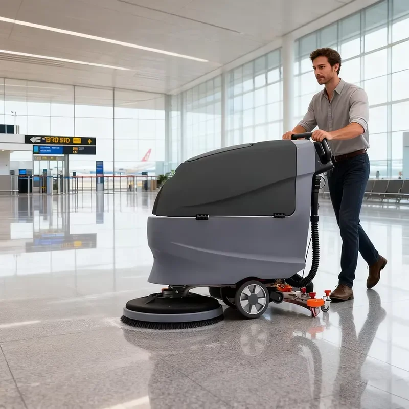 A5B Walk-Behind Cordless Scrubber Dryer New Electric Floor Cleaning Carpet Extractor Machine for Shopping Mall Use Burnishing