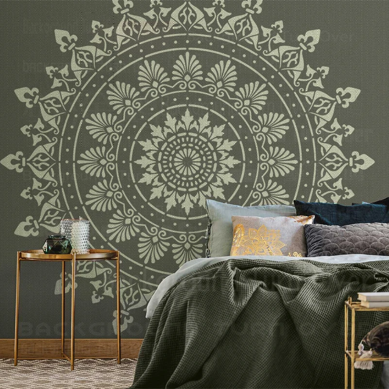 150cm - 230cm Wall Stencil For Plaster Decor Template Furniture Makers Painting Giant Mandala Huge Round Flower Traditional S331