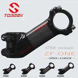 TOSEEK-카본 자전거 핸들 바 스템 31.8mm MTB 파워 10/25/35 도 산악 자전거 스템, 초경량 로드 바이크 스템, 자전거 부품