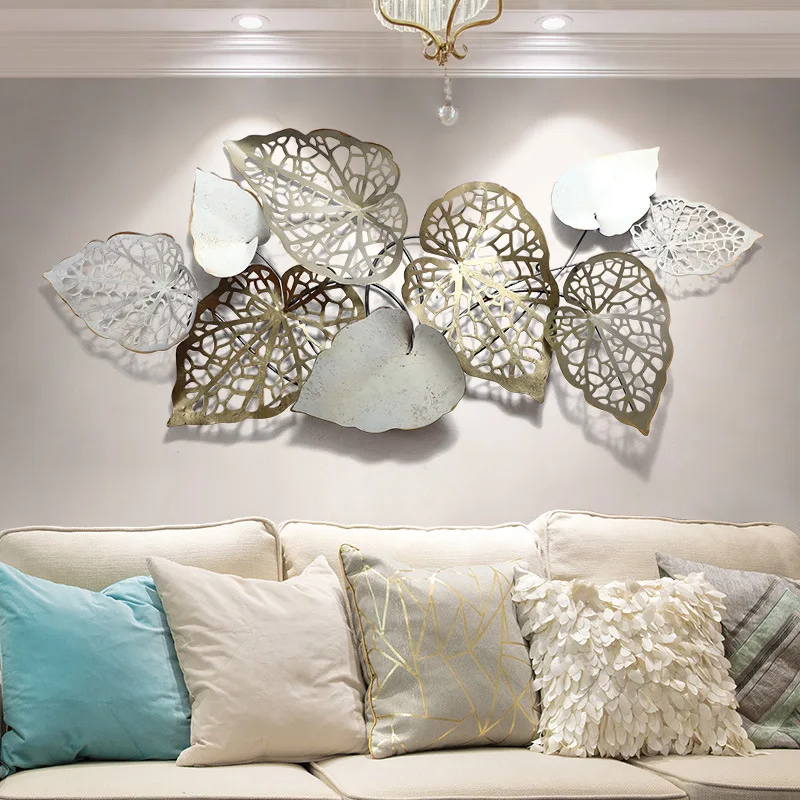 YYHC-Nordic 3D Metal Wall Decor Luxury Handmade  Decoration High End Metal Golden Leaf Art Wall Background