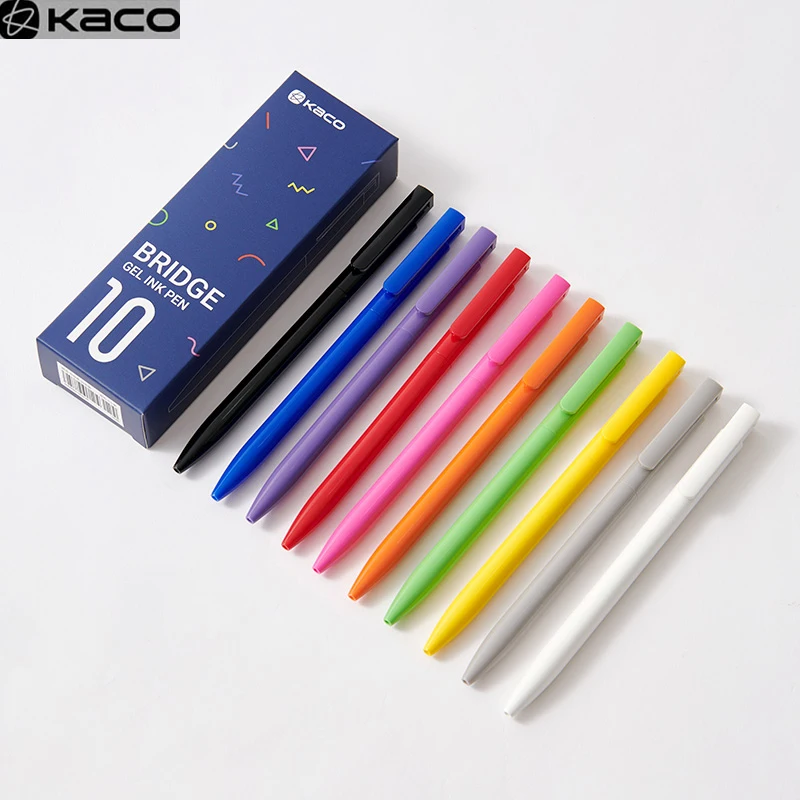 

Kaco 10pc/lot Gel Pen Sets Rollerball Write Stationery 0.5MM Black Ink Retractable Caneta Pучки Replaceable Blue Ink for School