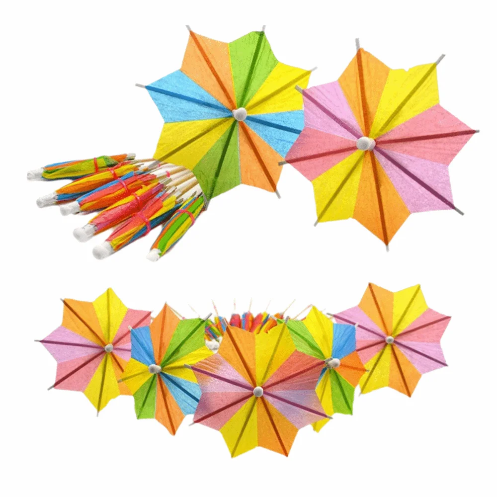 50Pcs Mini Cocktail Umbrellas Multicolored Colorful Paper Cocktail Picks Colorful Decorative Umbrella Drink Umbrellas