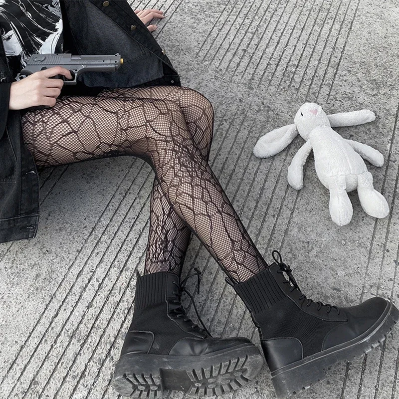 일본 소녀 고스 펑크 레트로 거미줄 타이츠 클래식 로리타 섹시 코스프레 애니메이션 팬티스타킹 여성 레이스 메쉬 스타킹