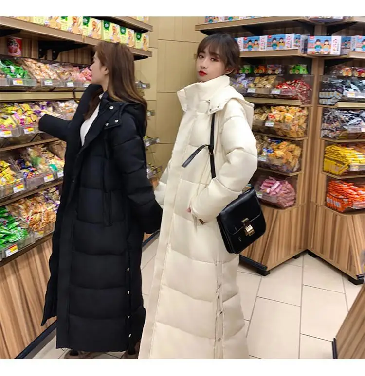 New Female Down Cotton Coat Loose Hooded Parka Overcoat Long Winter Jacket Women Clothes Warm Padded Jackets Oversized Outerwear