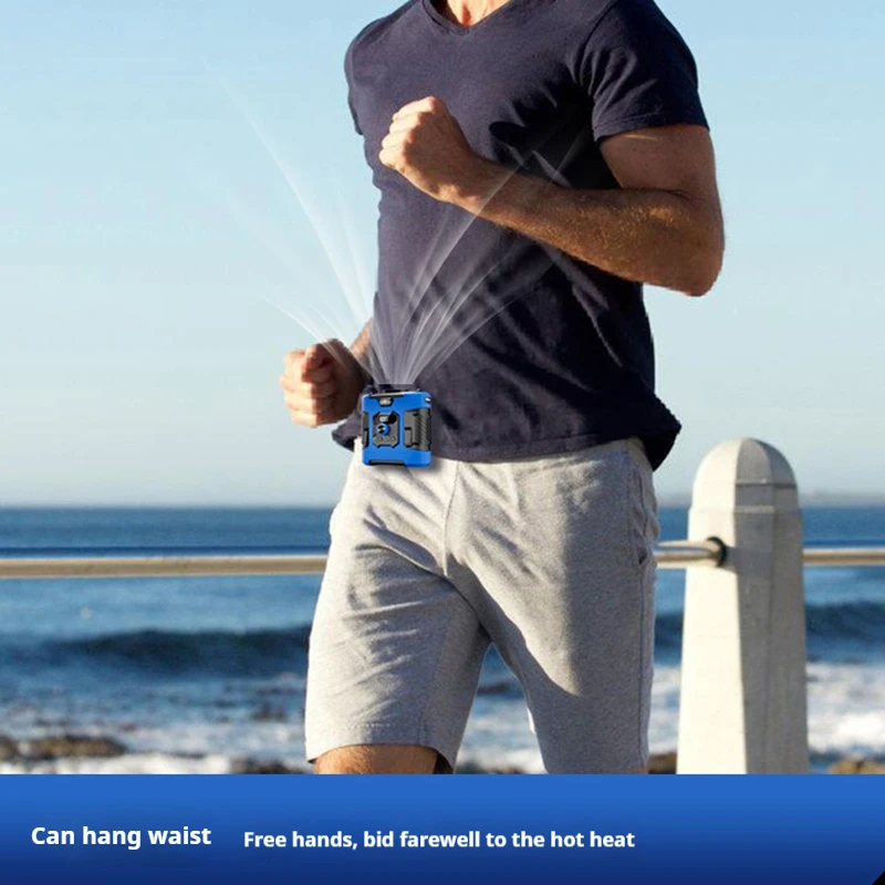 مروحة معلقة على الخصر عالية السرعة، مشبك خصر محمول USB، بطارية 8000 مللي أمبير في الساعة، مروحة صغيرة لبنك الطاقة في موقع البناء الخارجي، يمكن ارتداؤها #3