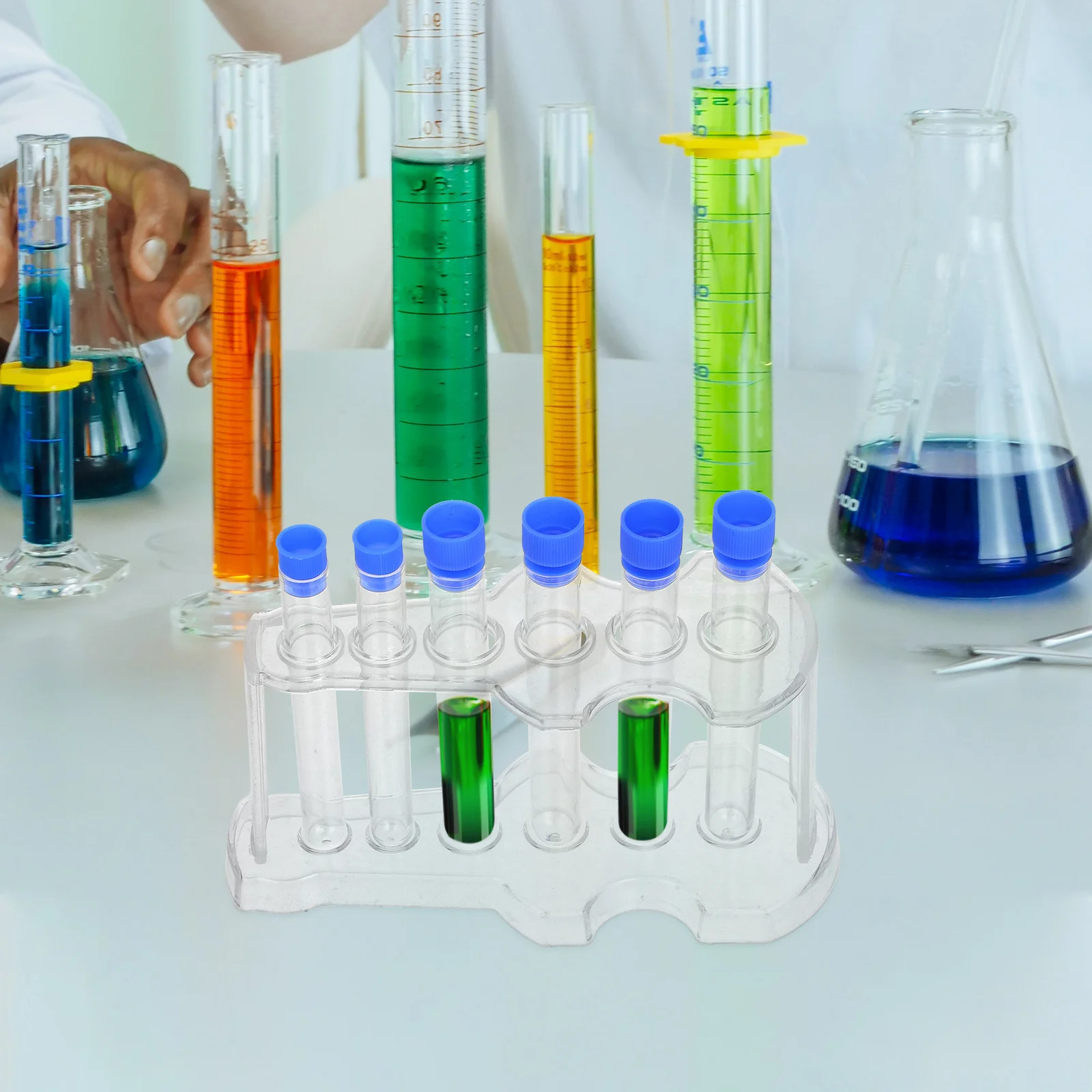 

1Set Test Tube Rack Combination Clear Test Tubes Durable 6-Hole Lab Tubes Holder Sample Tube Storage Laboratory