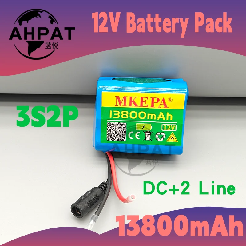 

2025 New 12V 13800mAh Rechargeable Lithium Ion Battery Pack 3S2P with BMS Protection for LED Strip Light Toy Car Security System