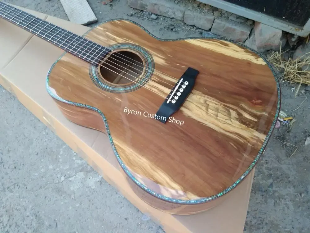 Solid OM Custom Acoustic Guitar, 14 Frets, Apple Wood, All Solid European, Free Shipping