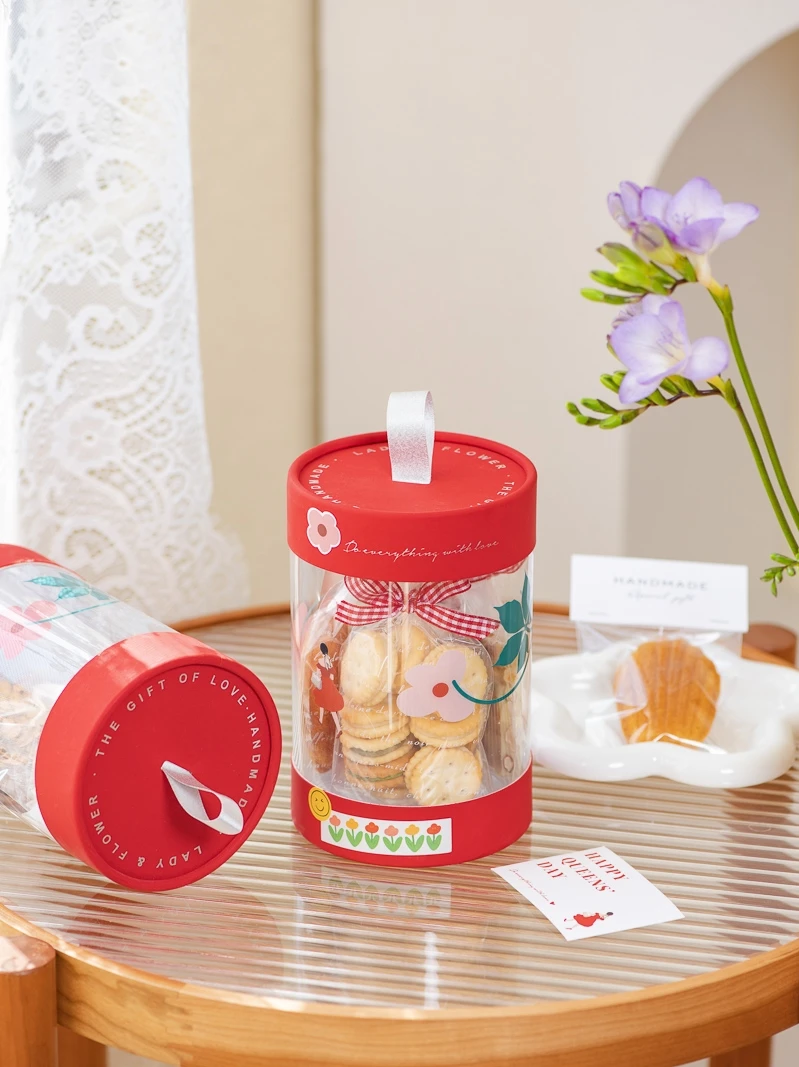 Caja de embalaje transparente para galletas y pasteles, tipo cubo, para el Día de San Valentín, caja de recuerdo portátil para galletas Madeline, vacía, para cocina y repostería