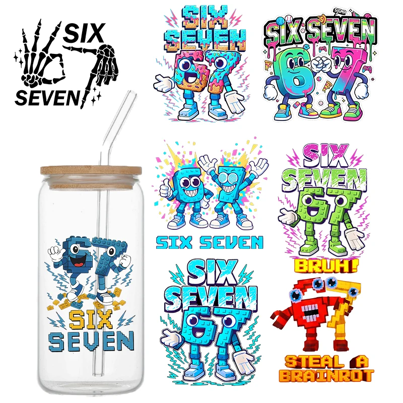 

Funny 67 Six Seven UV 3D Sticker Waterproof DIY Decals Transfers Crystal Stickers Easy Peel Phone Case Glass Can Cup Stickers
