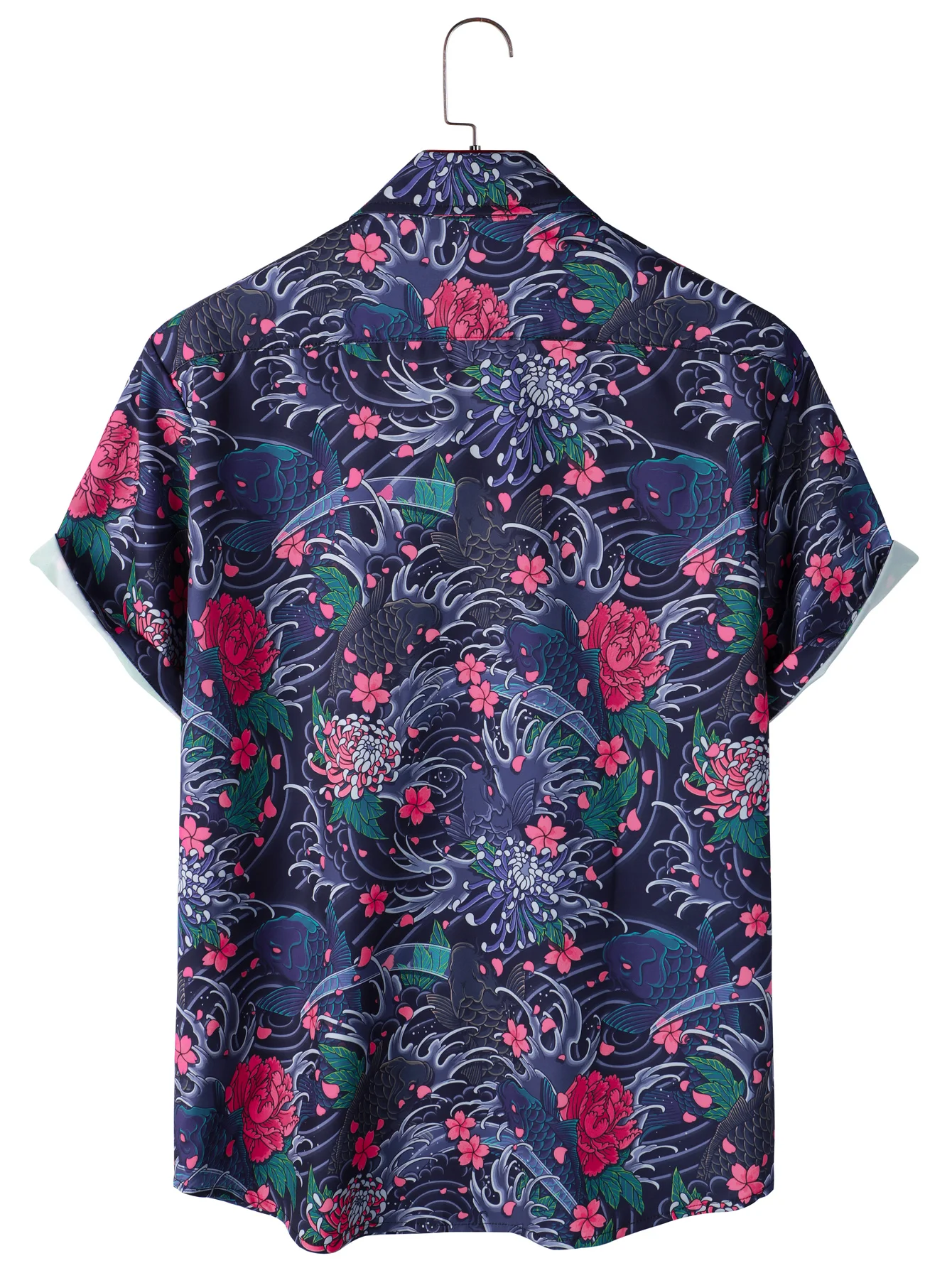 Men\'s Hawaiian Shirt with Flower & Leaf Print - Casual Short Sleeve Shirt for Summer Vacation and Resort - Tops for Men