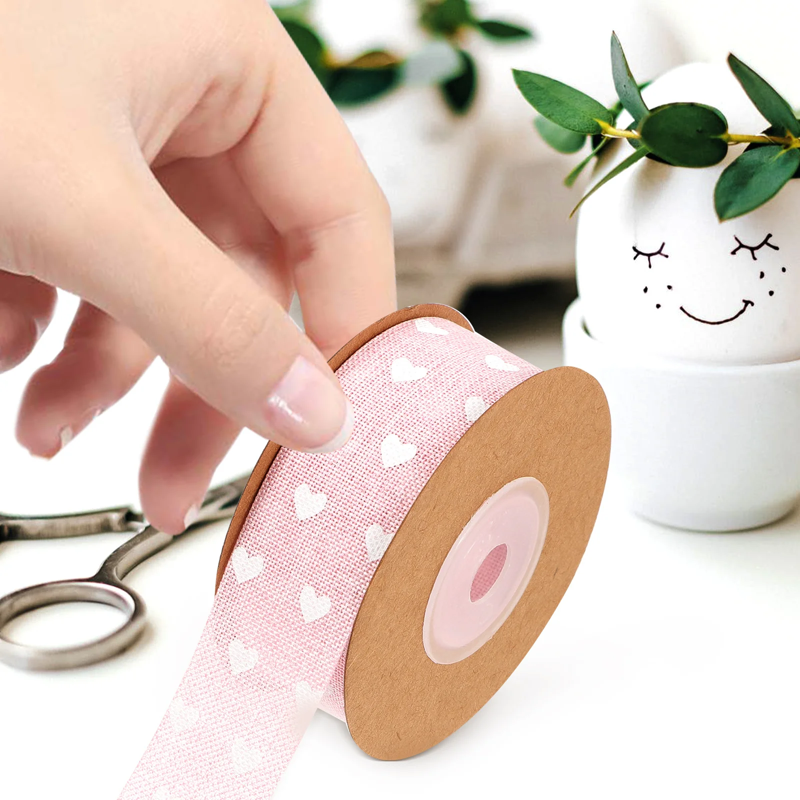 

Blue Pink Heart Pattern Valentine's Day Gift Wrapping Decoration Wedding Party Strong Durable Craft Ribbon Festival Love