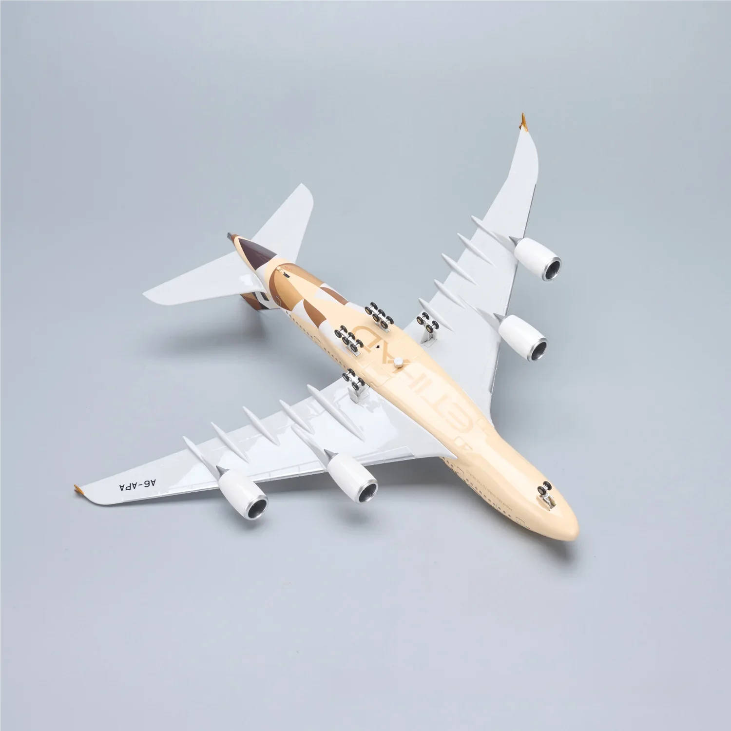 1/160 Scale Airplane 47cm Etihad A380 Airways Resin Plane Model Kit Opening Cabin Door Diecast Aircraft For Adults Gift Souvenir