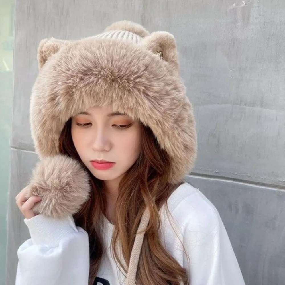 شخصية رقيق آذان القط قبعة صوفية الكرتون الشتاء أفخم قبعة دافئة سميكة ليو فنغ قبعة الشارع الشهير #3