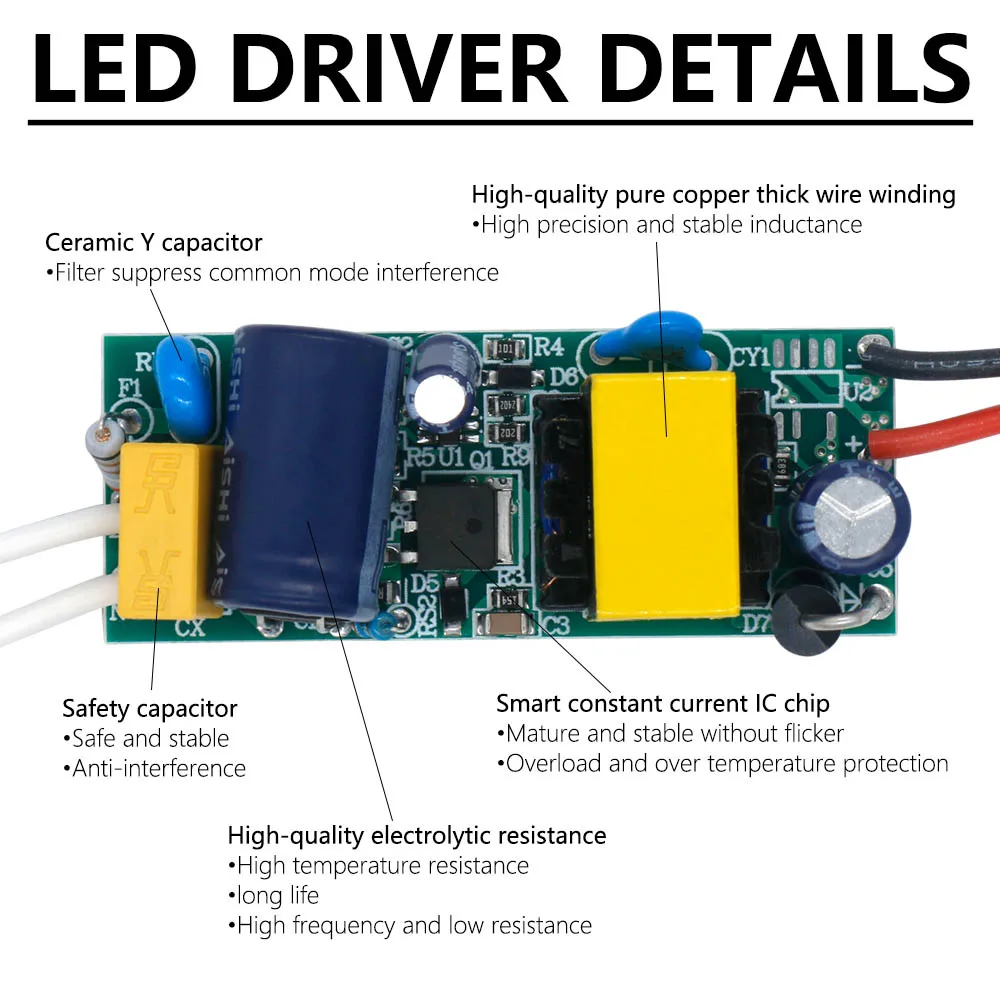 Driver for LEDs 20W Adapter Transformer AC85V-265V to DC24-36V Power Supply Unit 400mA 450mA 500mA 600mA Lighting Transformer