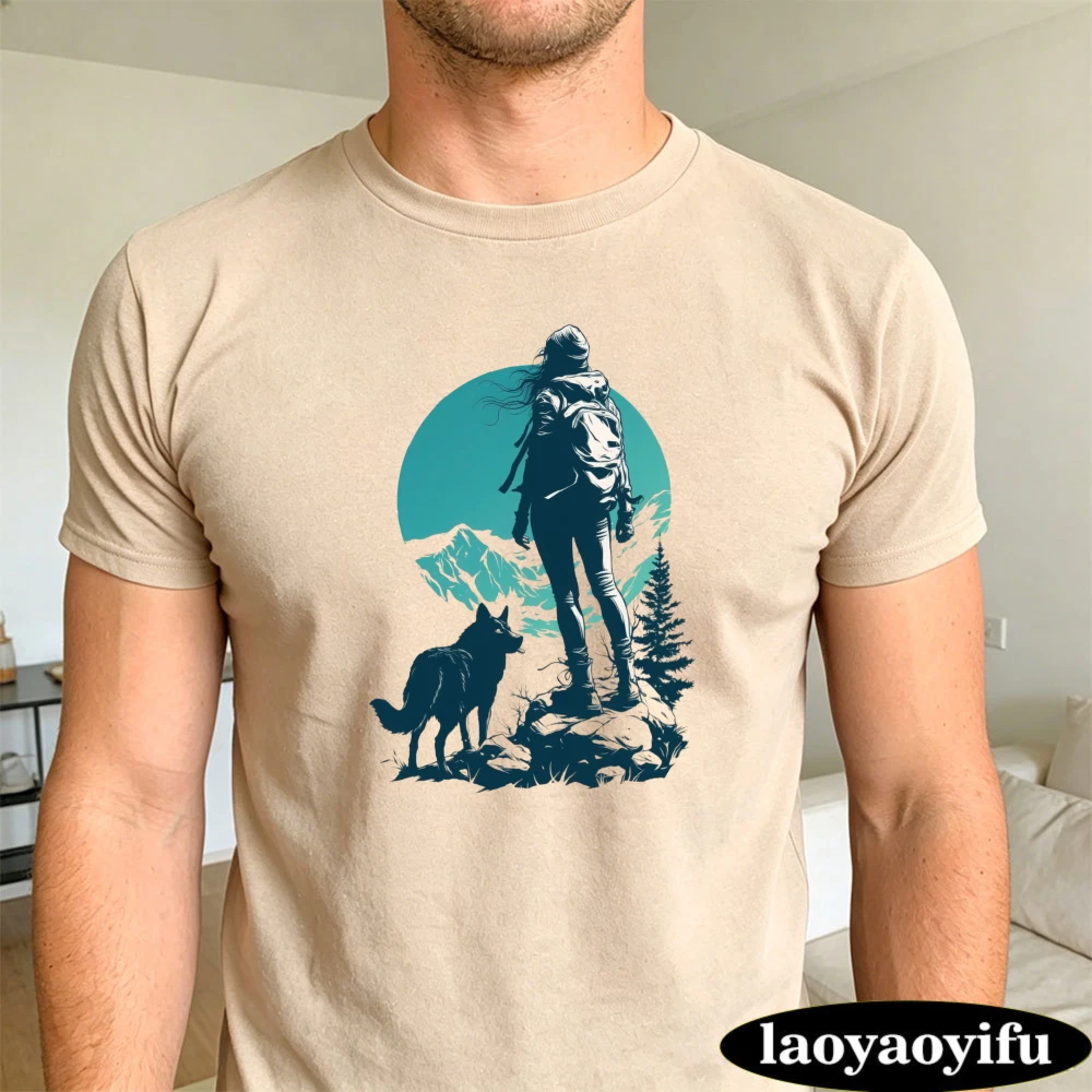 Outdoor Adventure Outfit - Camiseta masculina de algodão, mountain hiker