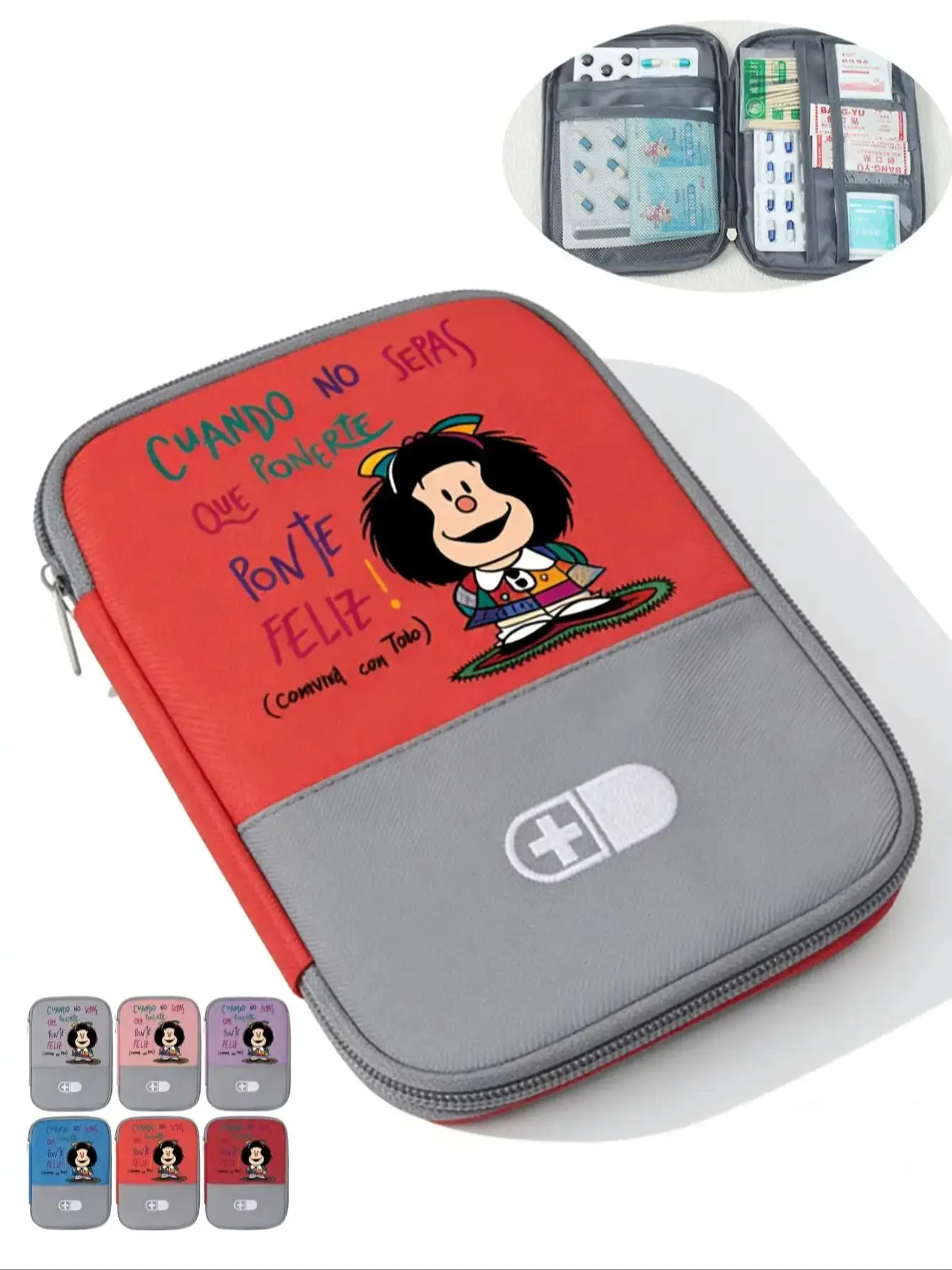 Portable First Aid Pouch | Large Capacity Emergency Kit Bag with Cross Emblem, Durable, Travel-Friendly Medicine Storage Organiz