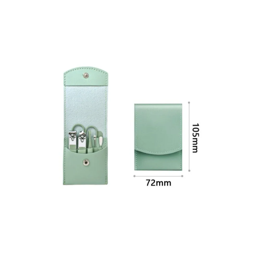7 unids/set de juegos de manicura portátiles verdes, Kits de pedicura, cortaúñas, tijeras para cejas, palillo para las orejas, herramientas de cuidado Personal para viaje