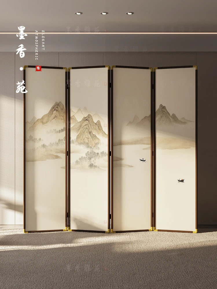 New Chinese-style screen partition living room entrance bedroom folding mobile shelter decoration office hotel restaurant tea ro