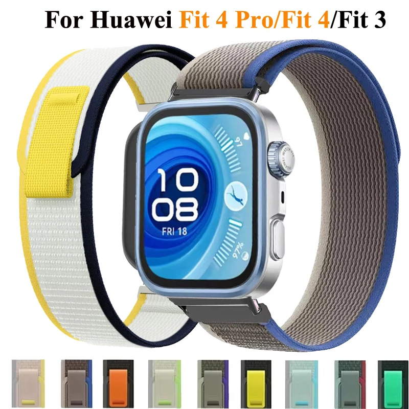 Нейлоновый ремешок с петлей для часов Huawei Watch Fit 4 Pro 3, спортивный ремешок для часов Huawei Fit3 Fit 4 Fit 4 Pro, тканый эластичный браслет
