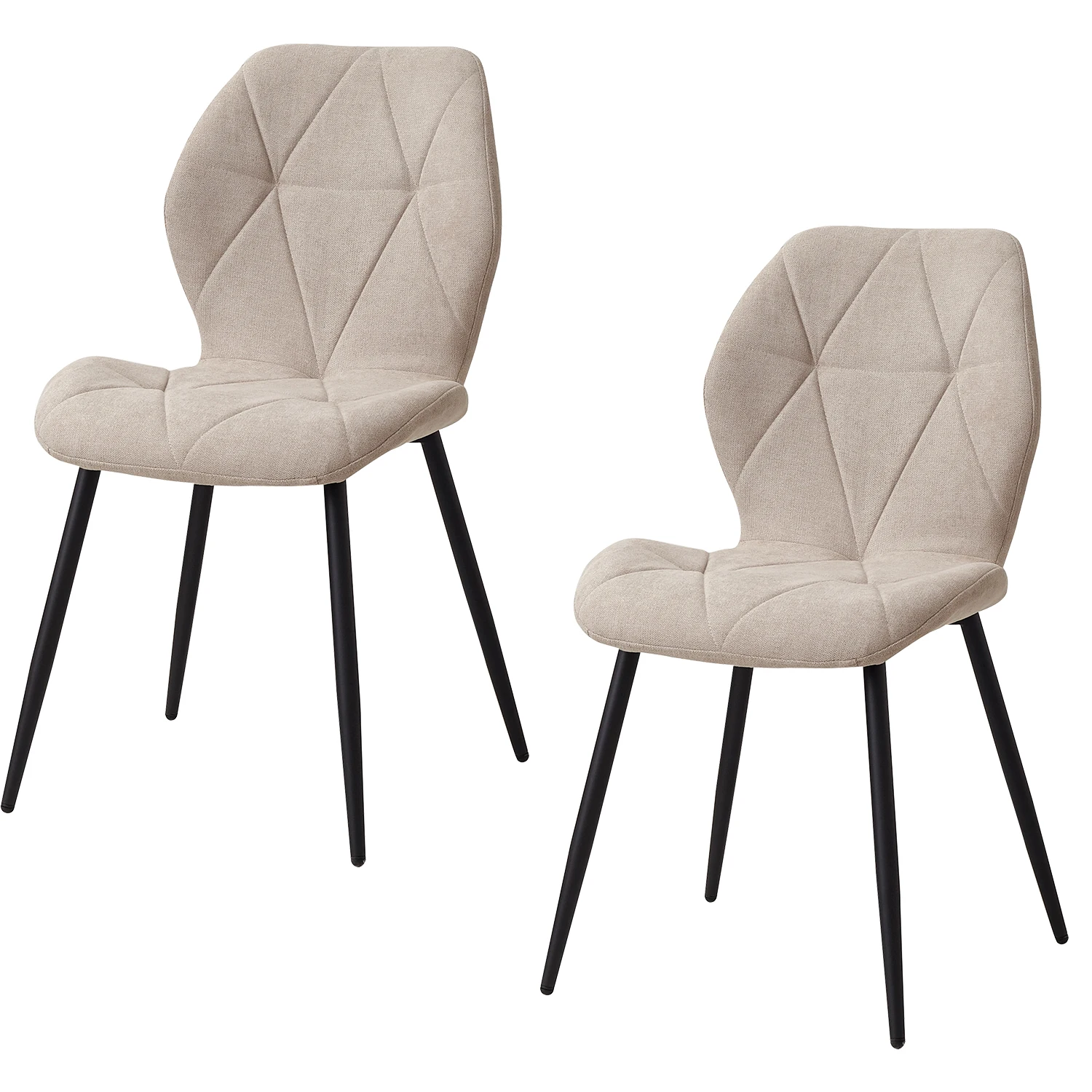 GrandCA HOME Set van 2/4/6 moderne eetkamerstoelen, gestoffeerd, gewatteerd linnen, minimalistische bureaustoelen voor keuken, eetkamer
