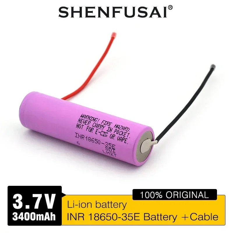 

Special offer Lithium ion rechargeable battery 18650 35E 3.7V 3400mAh discharge 25A high current DIY silicone wire