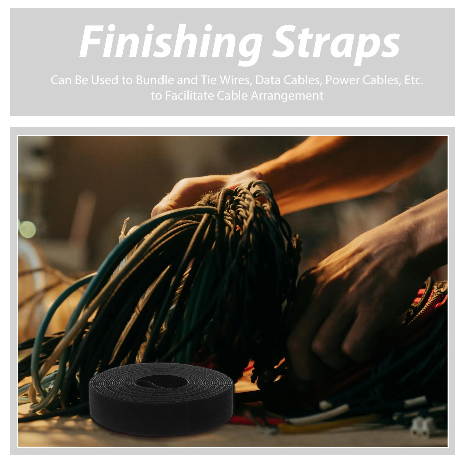 

1 Tape Cable Tie Straps for Cord Control - Reusable Wire Management Fastening Bands with Strong Hook Loop Design