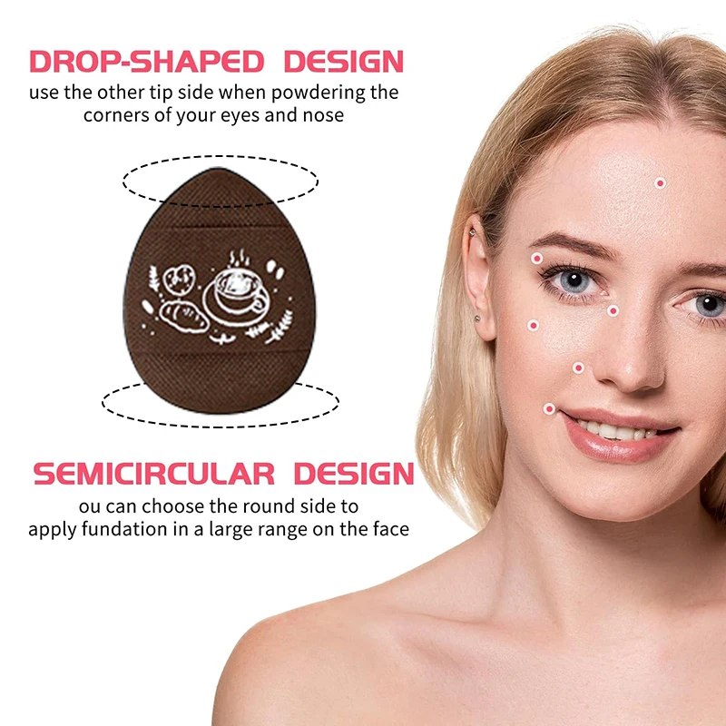 ชุดเครื่องมือแต่งหน้า 5 ชิ้น ฟองน้ำพัฟขนาดเล็กสำหรับลงรองพื้นแบบคุชชั่น บีบีครีม คอนซีลเลอร์ และเครื่องสำอางอื่นๆ