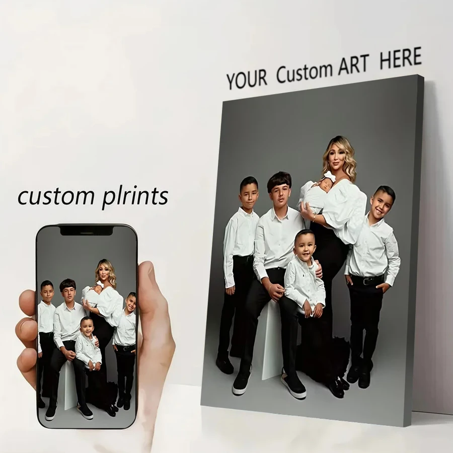 Personalisierte individuelle Leinwanddrucke, Foto, individuelles Poster für Familienleben, Haustiere, Anime, Geburtstage, Hochzeiten, Landschaft, Heimdekoration, Geschenke