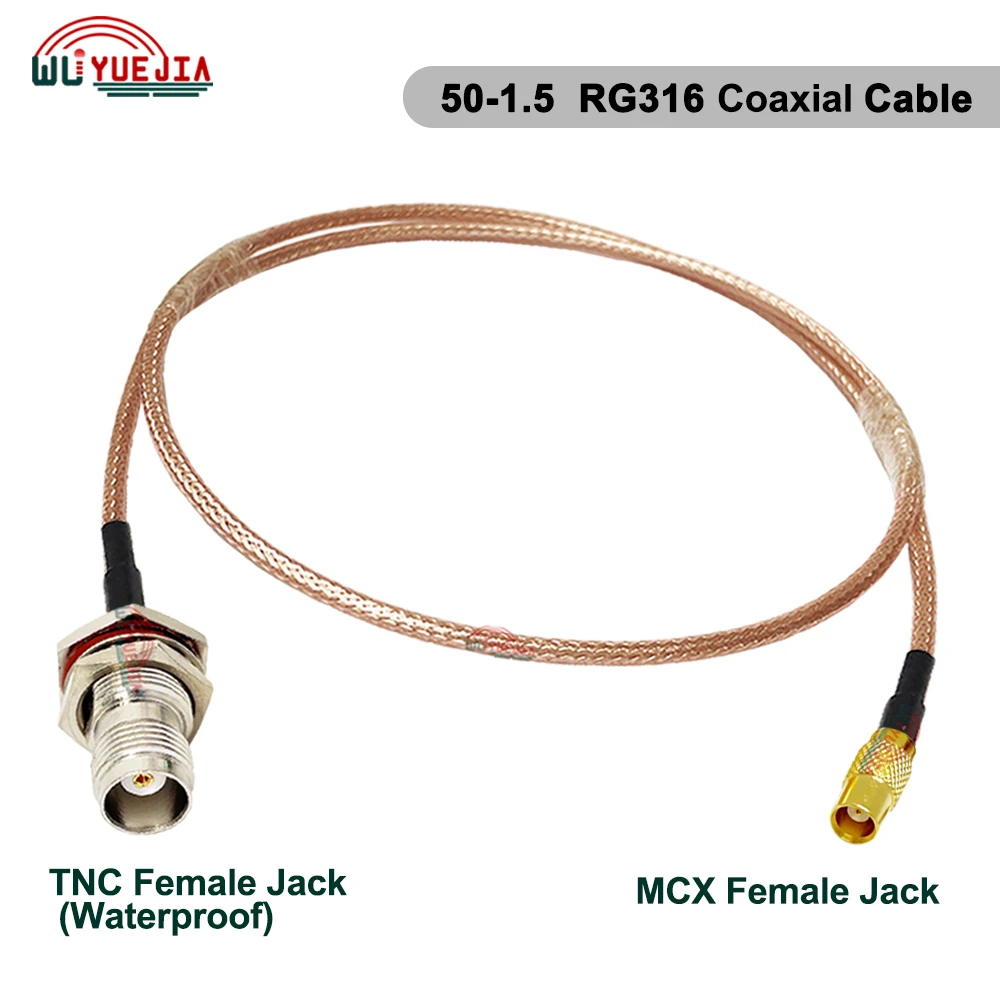 0.1~10Meters RG316 Coaxial Jumper Cable Waterproof TNC Female to MCX Male Plug Connector for GPS / WiFi / RF Antenna Application
