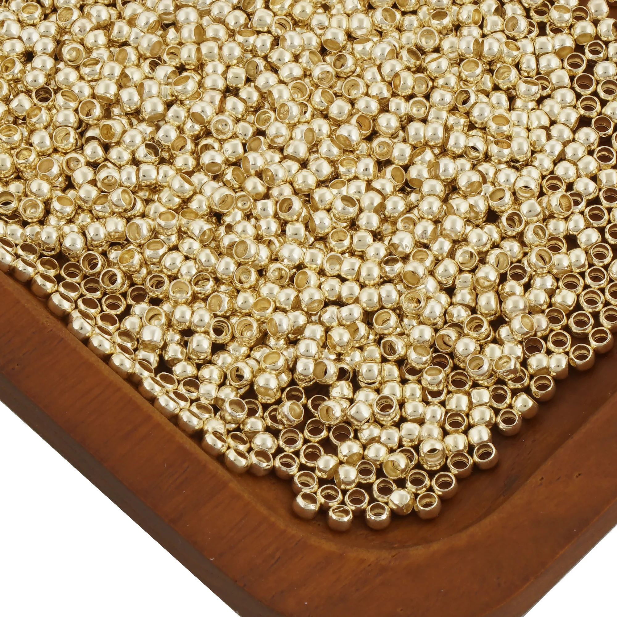 50pcs Gold Filled Ball Spacer Beads For Bracelet Jewelry Making,Multi Sizes,2-6mm,Wholesale-104029