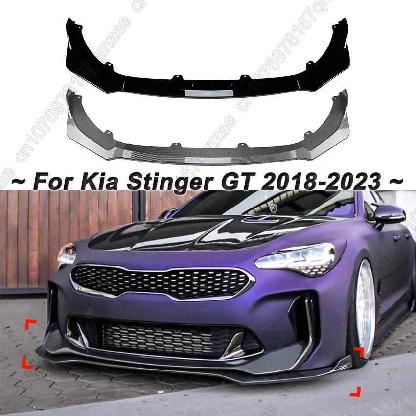 Auto Car Front Bumper Splitter Lip Spoiler Diffuser Guard Body Kit Cover Tuning ABS Gloss Black For Kia Stinger GT 2018-2023