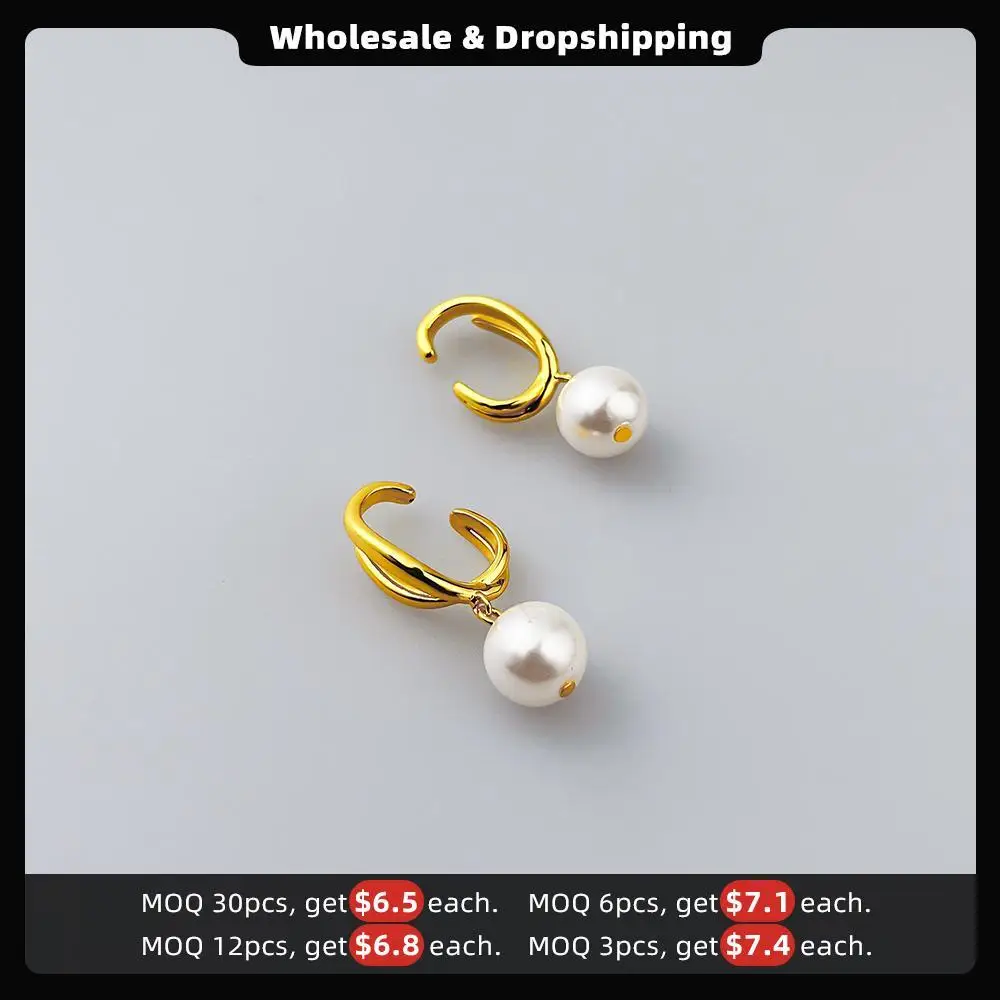 ENFASHION Pearl Ear Cuff Wedding Earings Gold Color Clip On Earrings For Women Pendientes Mujer Fashion Jewelry 2022 E221406