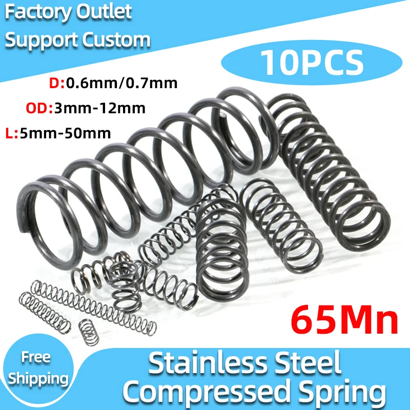 

10PCS Wire Diameter 0.6mm 0.7mm Spring Steel Compression Spring Y-type Rotor Return Spring Compressed Spring Length 5-55mm