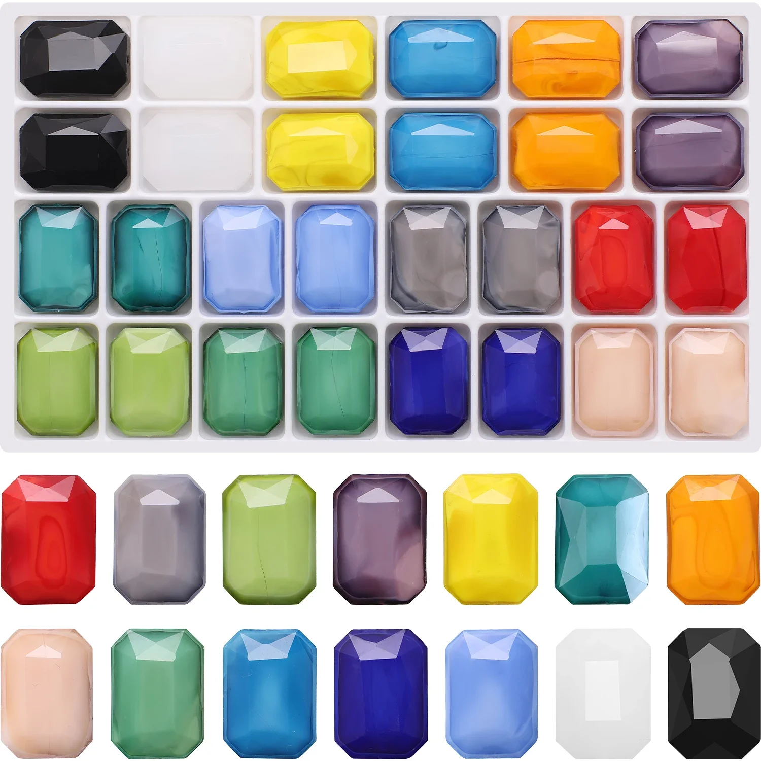 10Pcs Crystal Rectangular Pendant 13x18MM Long Square Faceted Glass Flat Beads For DIY Making Phone Chains Garment Decor