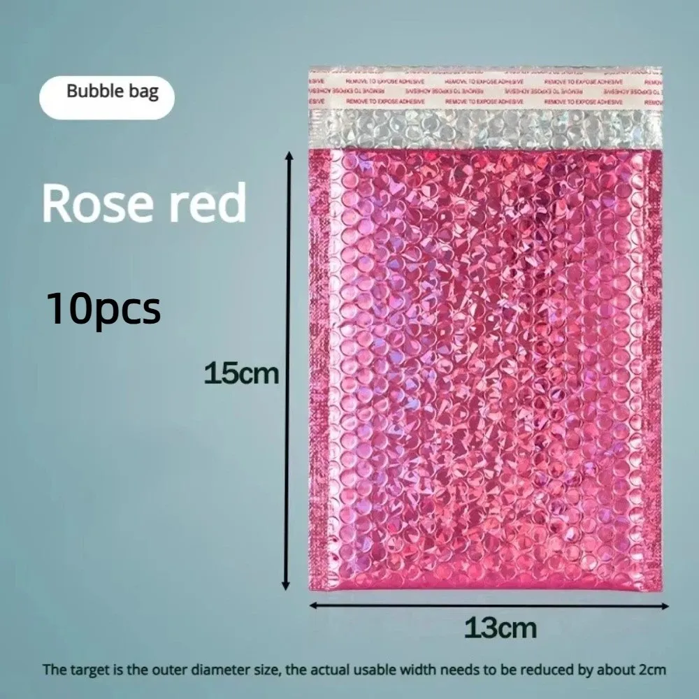 10pcs Self-Sealing Bubble Mailers Bag Holographic Waterproof Shipping Bags Multiple Sizes Colors Heavy Duty Padded Foam Bag