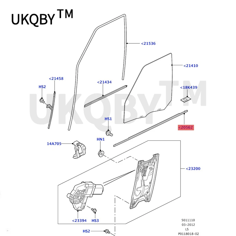 Fender trim strip La nd Ro ve r Dis c o ve r y 3/4 Door Glass Sealing Dust Boot