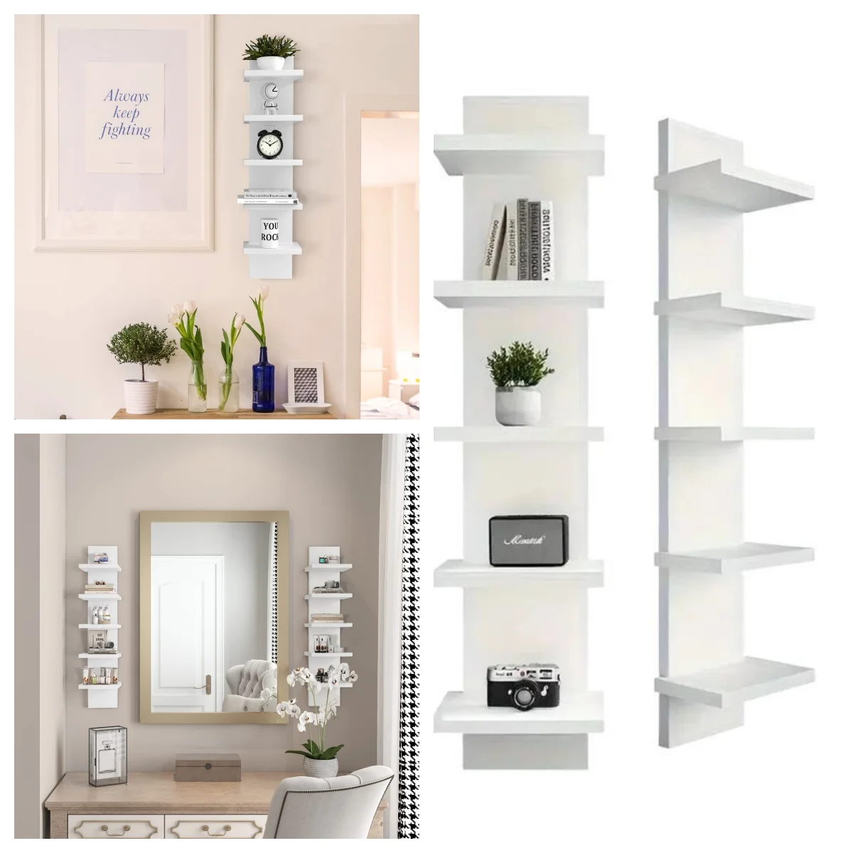 5-lagiges Wandregal, vertikale Säulenaufbewahrung, schwebendes dekoratives Regal, hohes Turmdesign, praktischer Halter für Schlafzimmer und Wohnzimmer